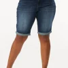 Best Sale Plus Size Dark Bermuda Jean Shorts Women Shorts