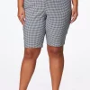Outlet Plus Size Gingham Bengaline Shorts Women Shorts