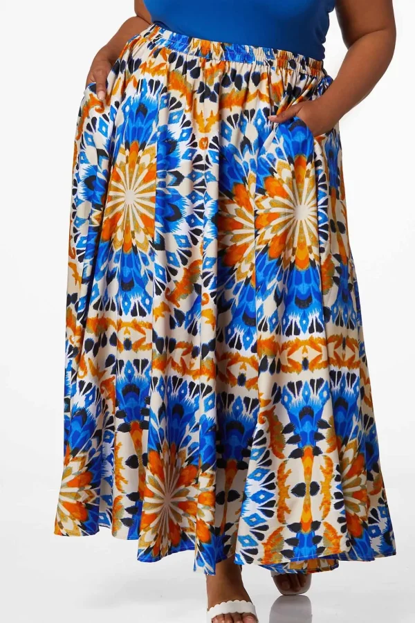 Flash Sale Plus Size Medallion Burst Maxi Skirt Women Skirts