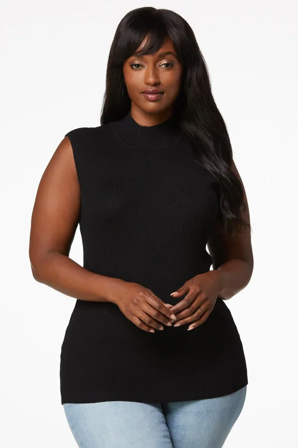 Discount Plus Size Mock Neck Ribbed Sweater Women Sweaters