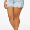 Best Plus Size Peeking Floral Denim Shorts Women Shorts