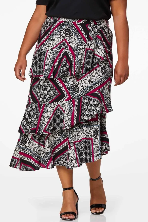 New Plus Size Raspberry Patchwork Skirt Women Skirts