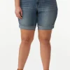 Online Plus Size Raw Cuff Denim Shorts Women Shorts