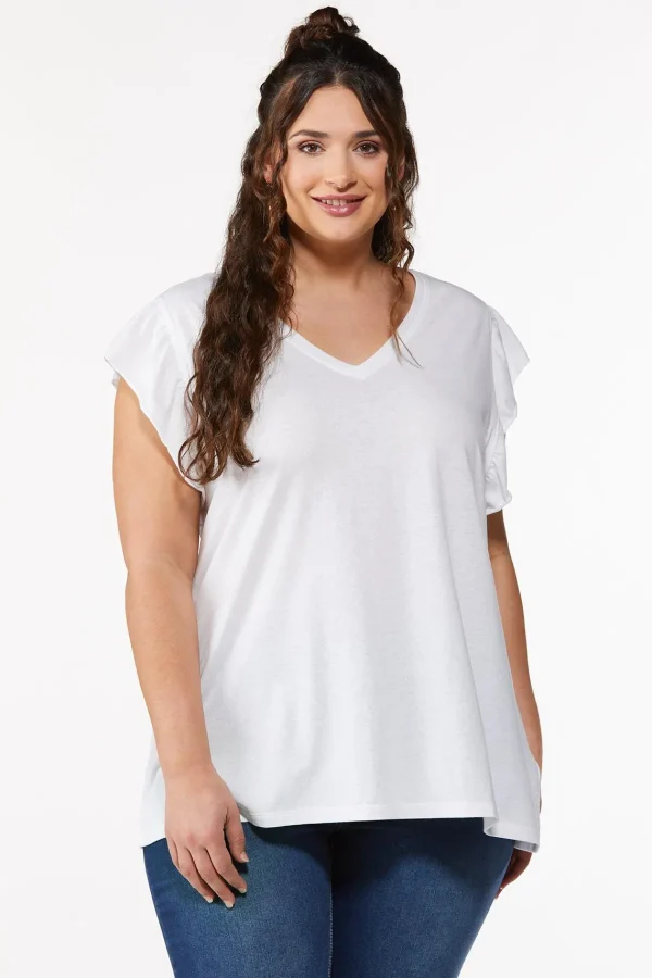 Best Plus Size Ruffled Sleeve Tee Women Tops