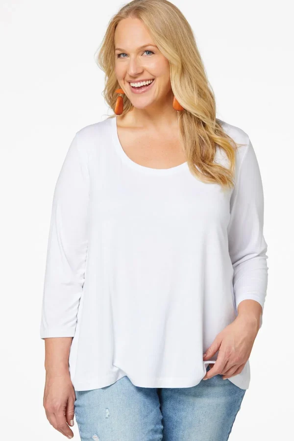 Best Plus Size Solid Scoop Neck Top Women Tops