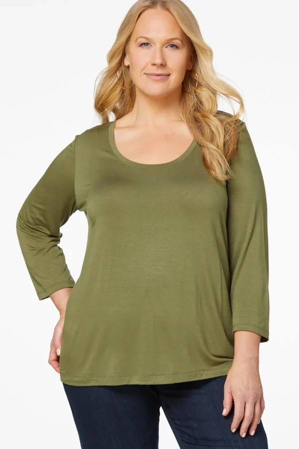 Best Plus Size Solid Scoop Neck Top Women Tops