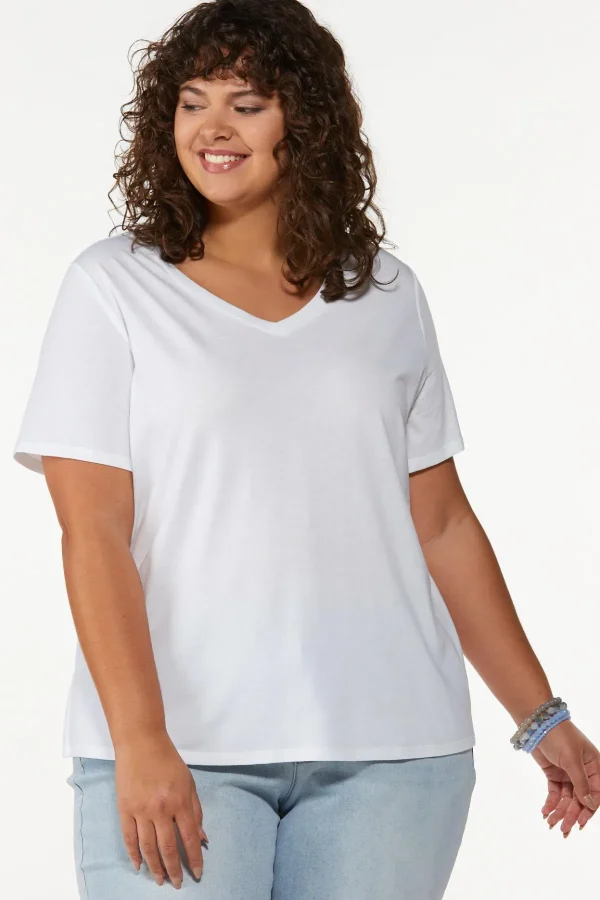 Best Plus Size Solid Vneck Tee Women Tops