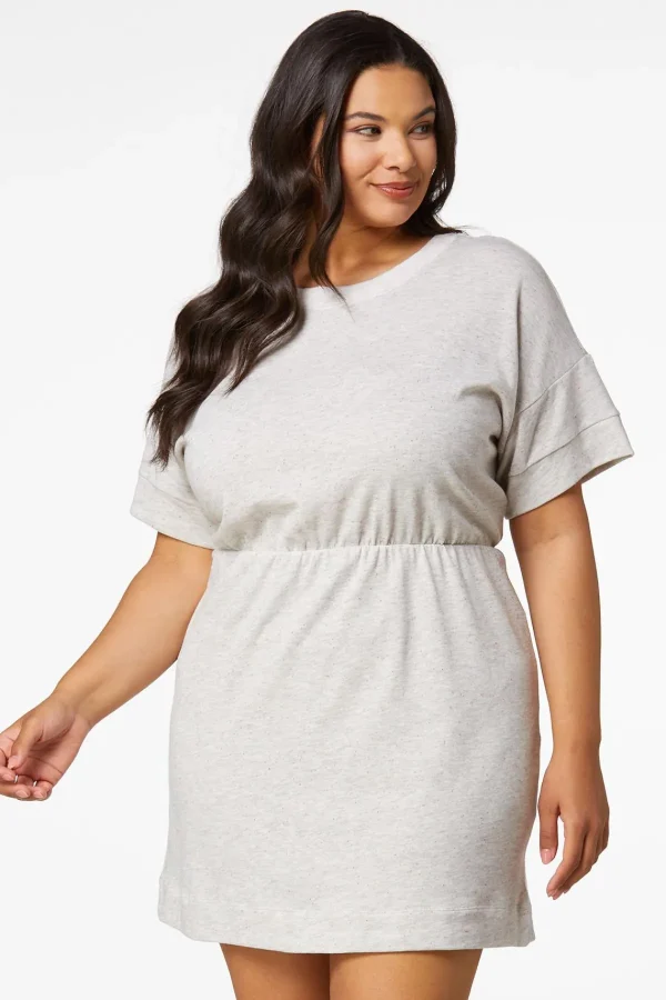Best Sale Plus Size Speckled French Terry Dress Women Dresses