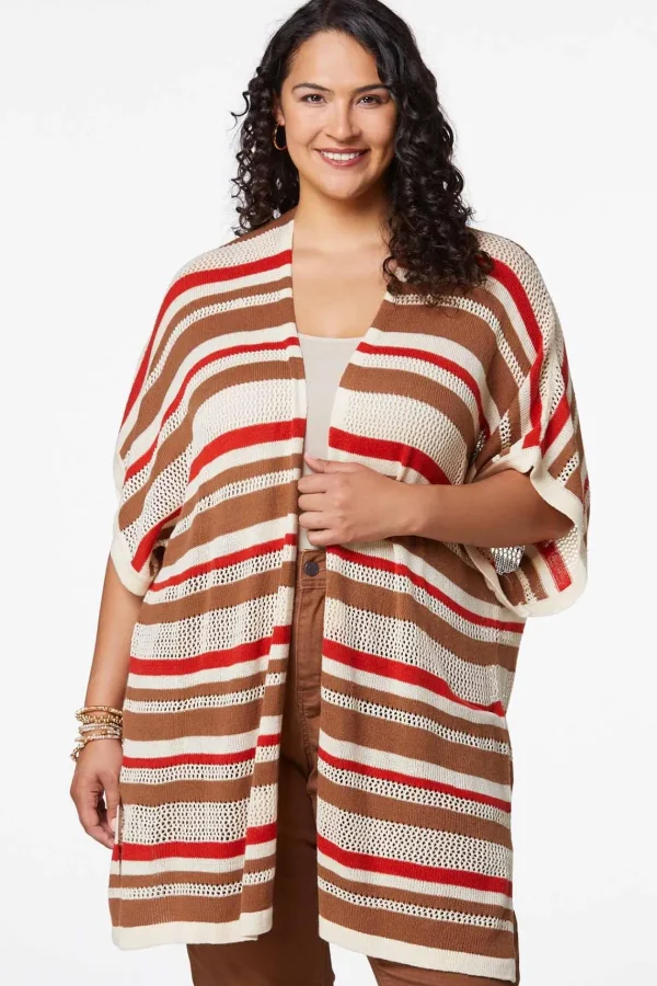 Shop Plus Size Stripe Cardigan Sweater Women Sweaters