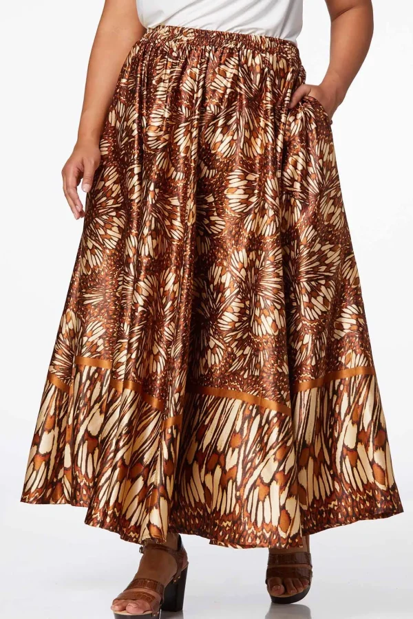 New Plus Size Sweeping Monarch Maxi Skirt Women Skirts