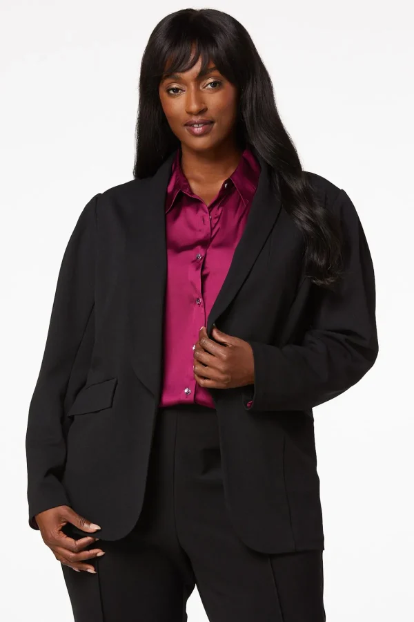Online Plus Size Tuxedo Collar Blazer Women Jackets & Vests