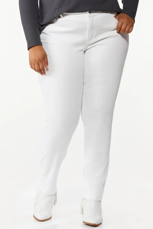 Cheap Plus Size White Skinny Jeans Women Denim