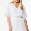 Sale Plus Size White Tie Front Dress Women Dresses