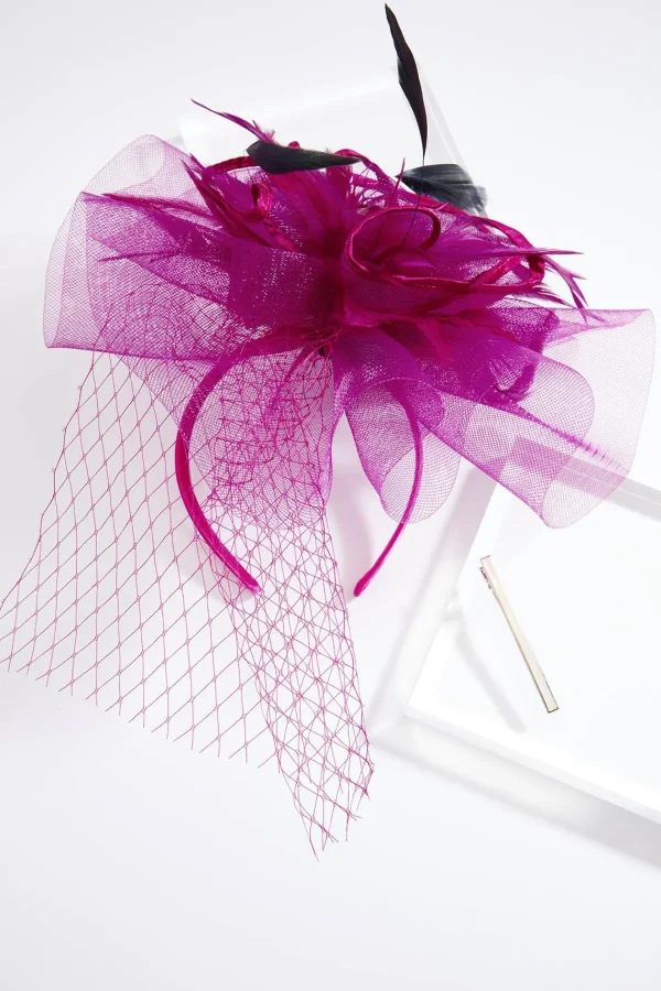 Best Purple Feather Mesh Fascinator Women Hats & Hair