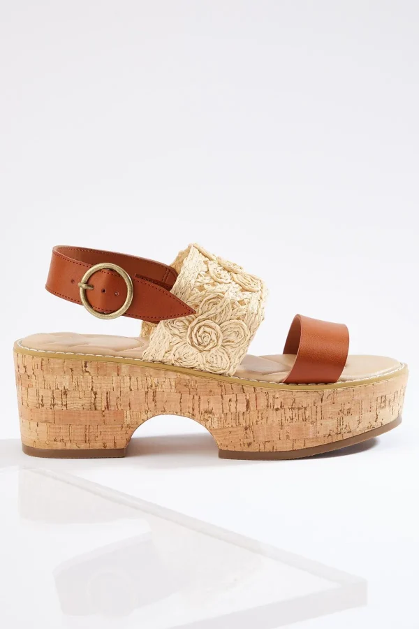 Cheap Raffia Band Cork Sandals Women Wedges