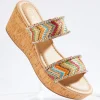 Discount Raffia Rhinestone Cork Wedges Women Wedges