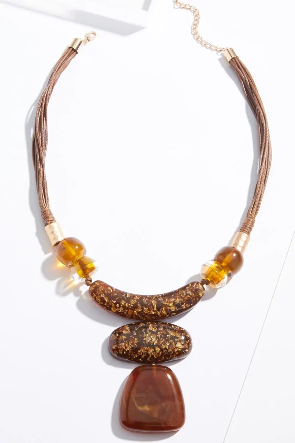 Best Resin Fleck Pendant Cord Necklace Women Necklaces