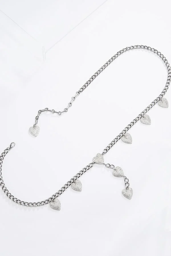 Fashion Rhinestone Heart Chain Belt Women Belts