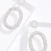 Flash Sale Rhinestone Oval Cutout Earrings Women Earrings
