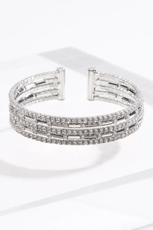Sale Rhinestone Row Cuff Bracelet Women Bracelets
