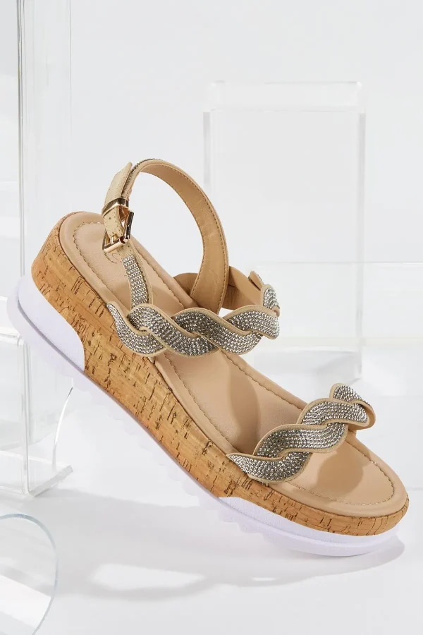 Cheap Rhinestone Twist Strap Sandals Women Sandals