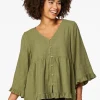 Shop Ruffled Babydoll Top Women Tops