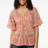 Best Sale Ruffled Mesh Floral Top Women Tops
