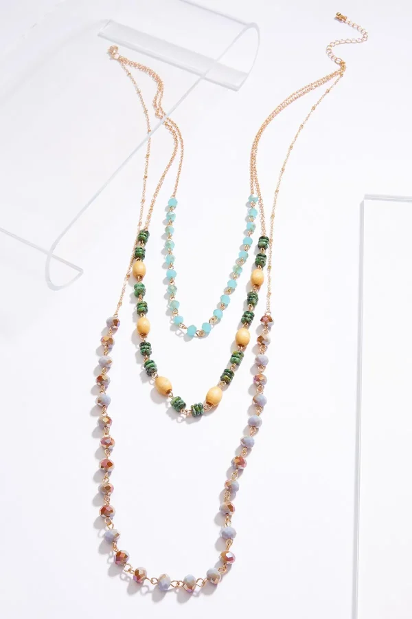 Outlet Semiprecious Rondelle Layered Necklace Women Necklaces