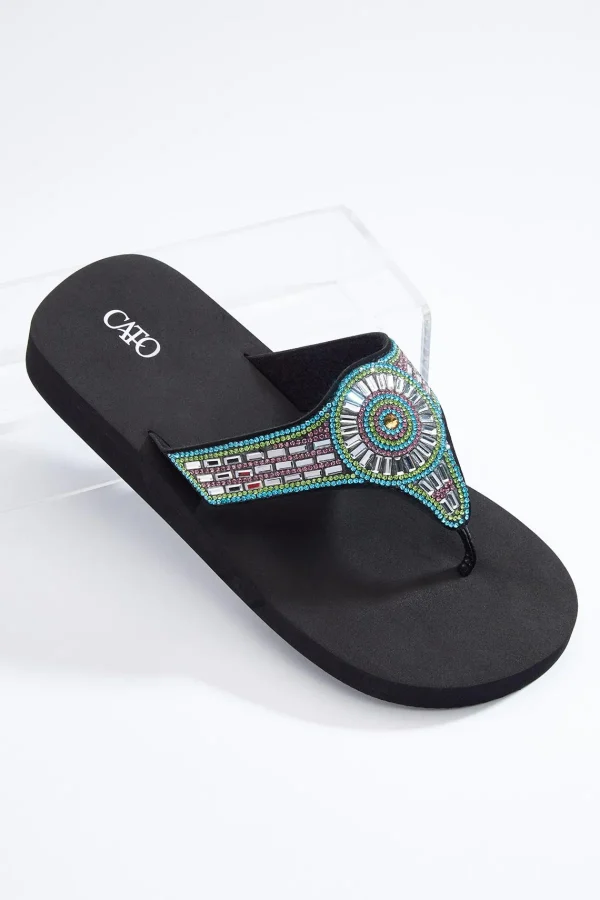 Cheap Stone Medallion Flip Flops Women Sandals