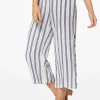 Best Sale Stripe Button Linen Pants Women Cropped Pants