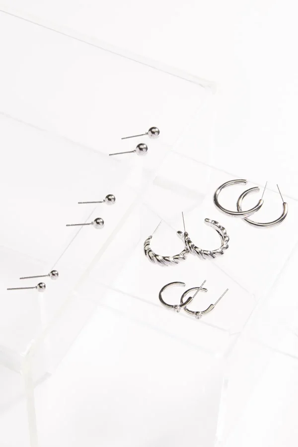 Clearance Stud And Hoop Earring Set Women Sets