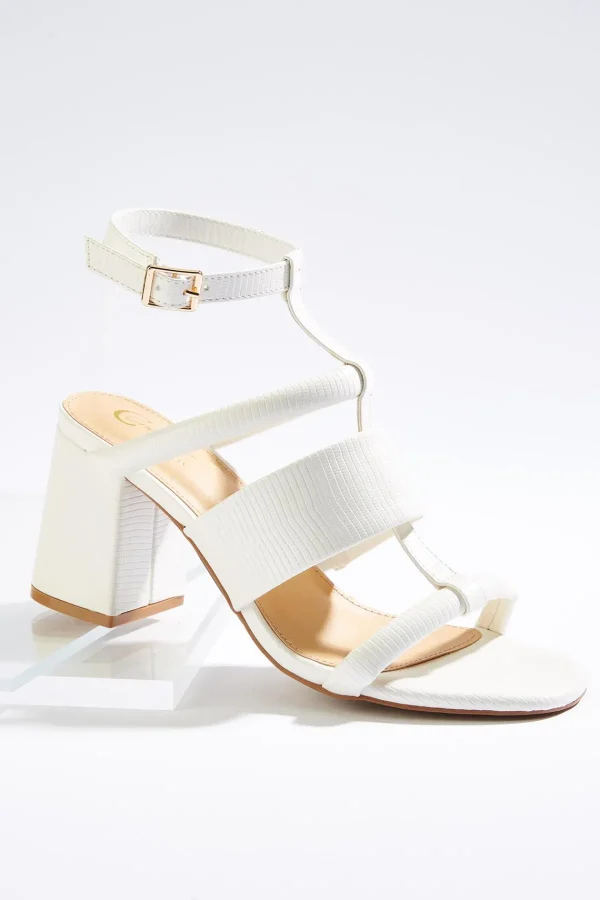 Clearance Textured Tstrap Heeled Sandals Women Heels