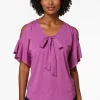 Clearance Tie Cold Shoulder Top Women Tops