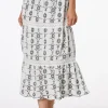 Cheap Tiered Embroidered Maxi Skirt Women Skirts