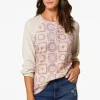 Flash Sale Waffled Medallion Henley Women Tops