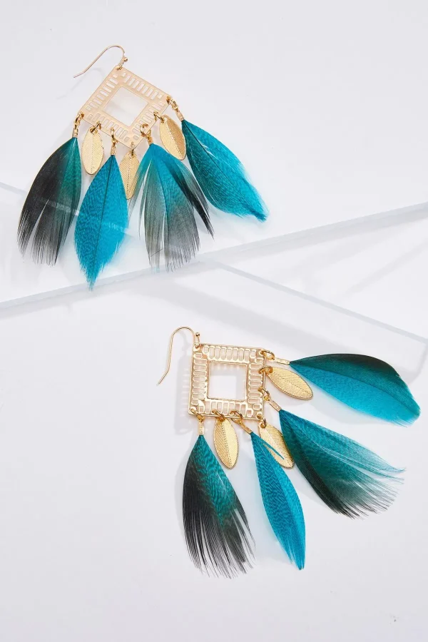 Fashion Western Blue Feather Earrings Women Earrings