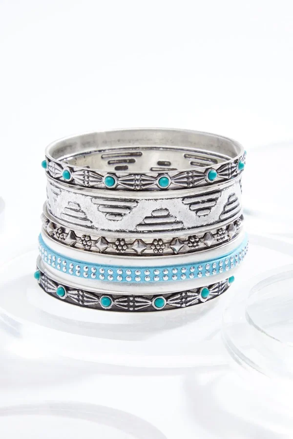 Sale Western Turquoise Bangle Set Women Bracelets