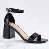 Fashion Wide Width Croco Patent Heeled Sandals Women Wide Width