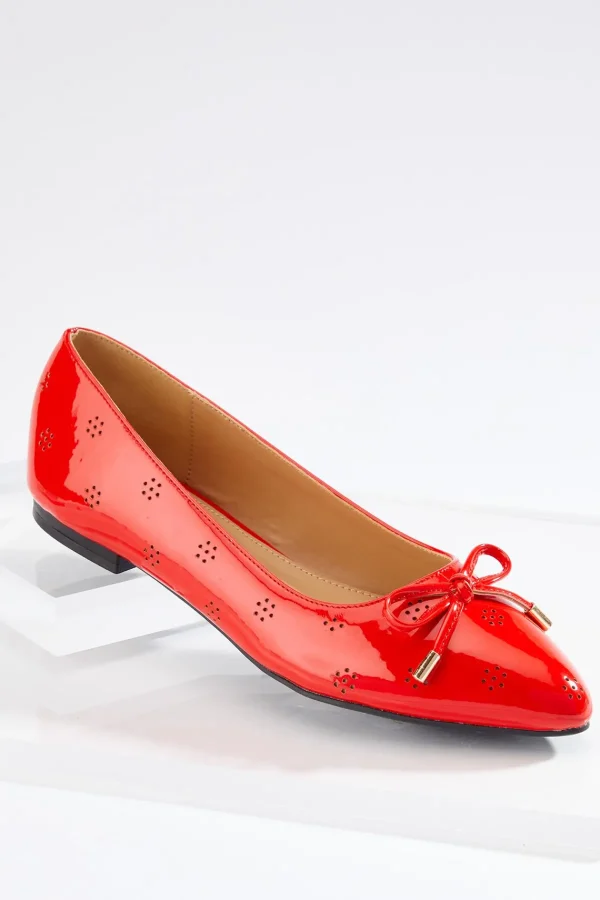 Online Wide Width Cutout Patent Bow Flats Women Wide Width
