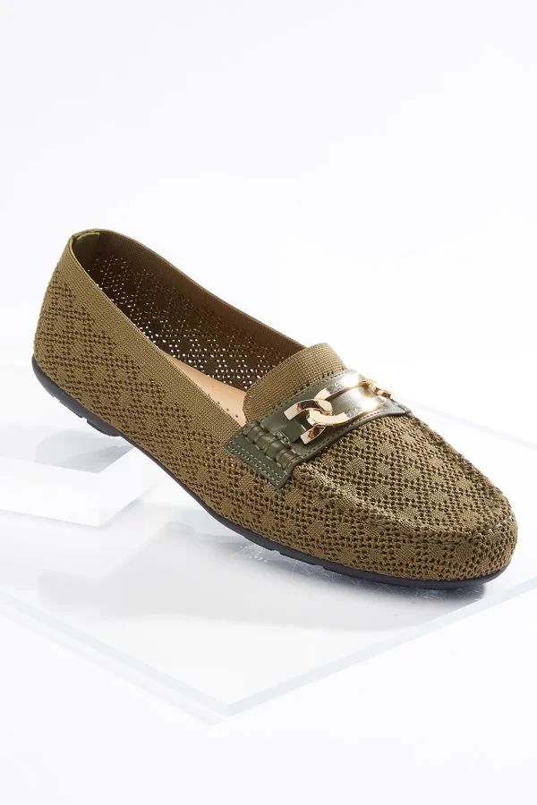 Sale Wide Width Knit Hardware Flats Women Wide Width