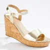 Discount Wide Width Metallic Cork Wedges Women Wide Width