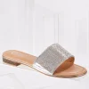 Hot Wide Width Rhinestone Wide Band Sandals Women Wide Width