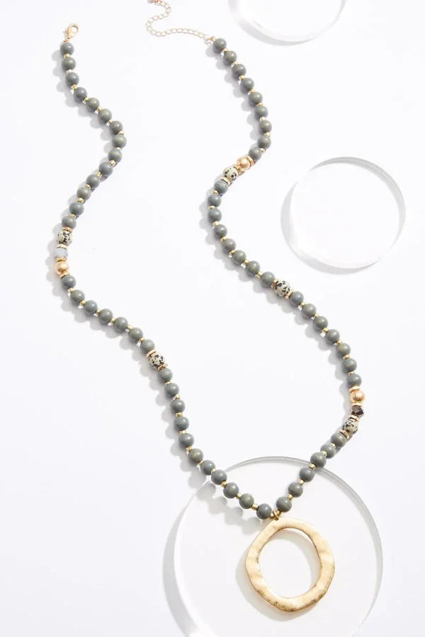 Outlet Wood Bead Ring Pendant Necklace Women Necklaces